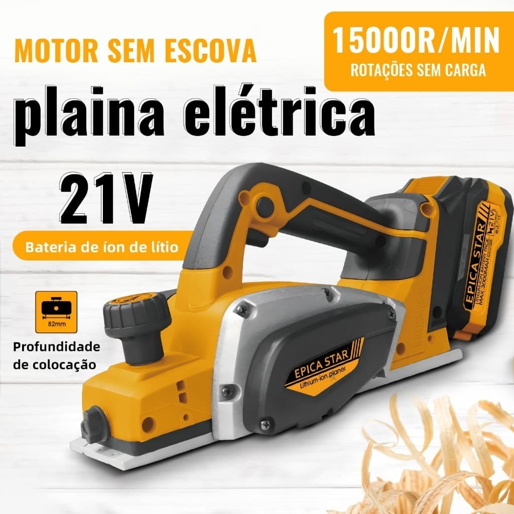 Plainadora Elétrica Profissional De 21V Plainadora Elétrica Equipada Com 2 Baterias Velocidade De 15000 Rpm.