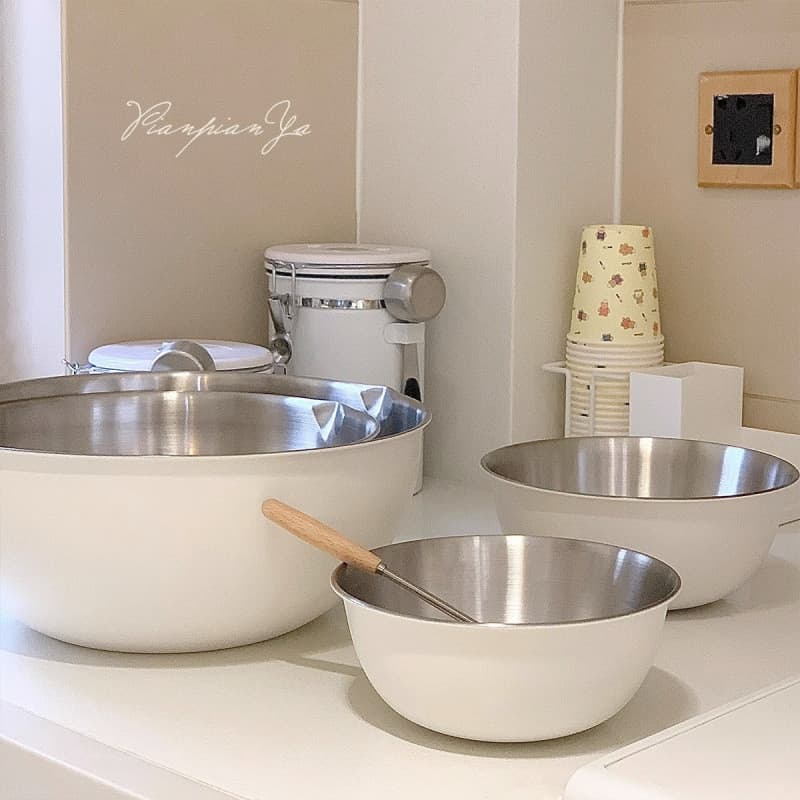 [Novo produto] Bacia de cozinha Tigela de estilo japonês com escala Batedor de ovos de aço inoxidável Lavagem de macarrã