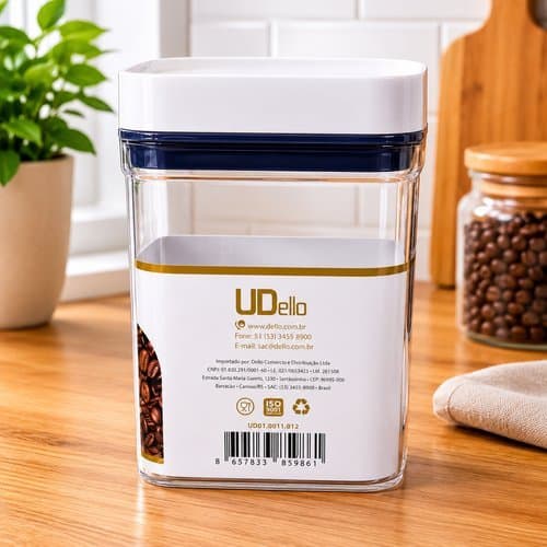 Recipiente MaisonLock™  Hermetico Quadrado Vedacao Segura Capacidade 12 Litros Organizador Alimentos