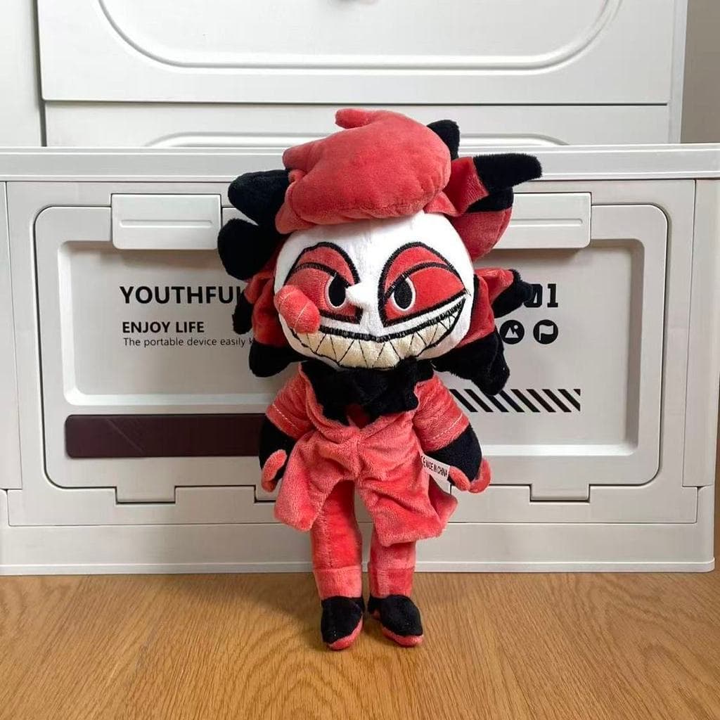 Vestido preto vermelho engraçado palhaço boneca de pelúcia dente afiado dos desenhos animados boneca única decoração de