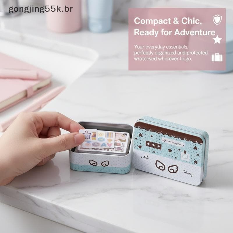 gon Coreano Estético Estrela Anjo Flip Top Caixa De Metal 1/2 Pcs À Prova D'água Portátil Mini Estojo De Armazenamento P
