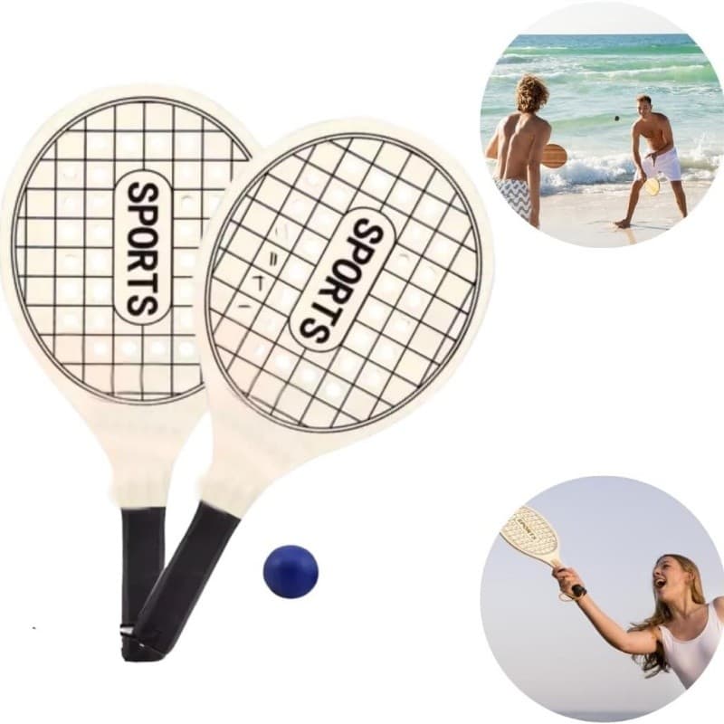 Kit Esporte E Lazer Frescobol Raquete De Madeira Com Bola Quarto Pet