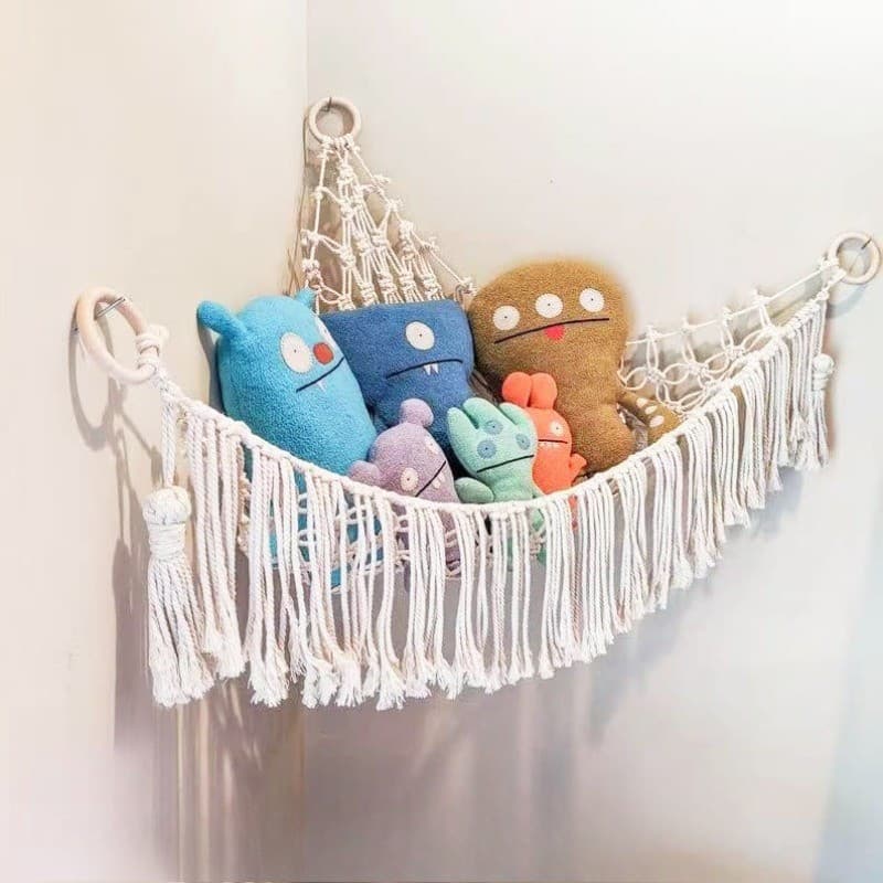 Rede de Armazenamento para Brinquedos de Pelúcia, Tecida à Mão, Decoração de Parede, Bolsa de Cabeceira JMZG VIFD