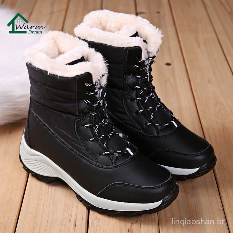 Botas de Inverno Femininas Leves com Sola Grossa, Alta Isolação Térmica, Lã I7KZ