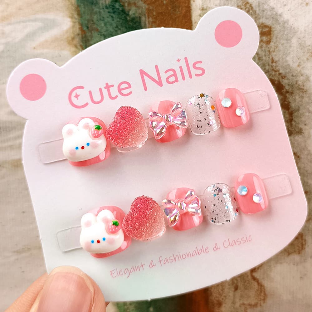 Unhas removíveis para meninas, adesivos de unhas removíveis com cola gelatinosa, adesivos de unhas de brinquedo para men