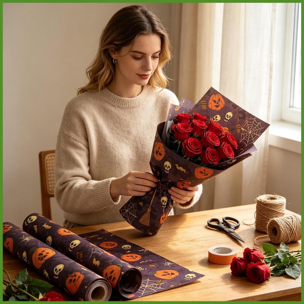 Papel De Embrulho De Halloween , Folhas De Embalagem Suprimentos Para Floristas , Buquê Floral , luopsbr