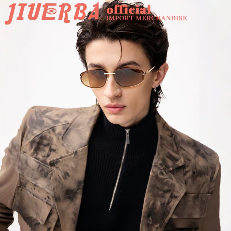 (JIUERBA) Óculos De Sol Ovais Minúsculos De Metal Luxuoso Y2K Unissex Retrô , UV400 Para Ele , Sua Direção E Viagens Vir
