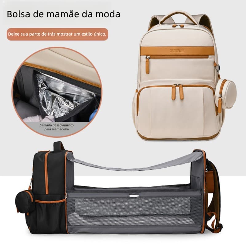 Berço dobrável mamãe saco multifuncional mudando almofada grande capacidade passeio mãe bebê saco portátil esperando pel