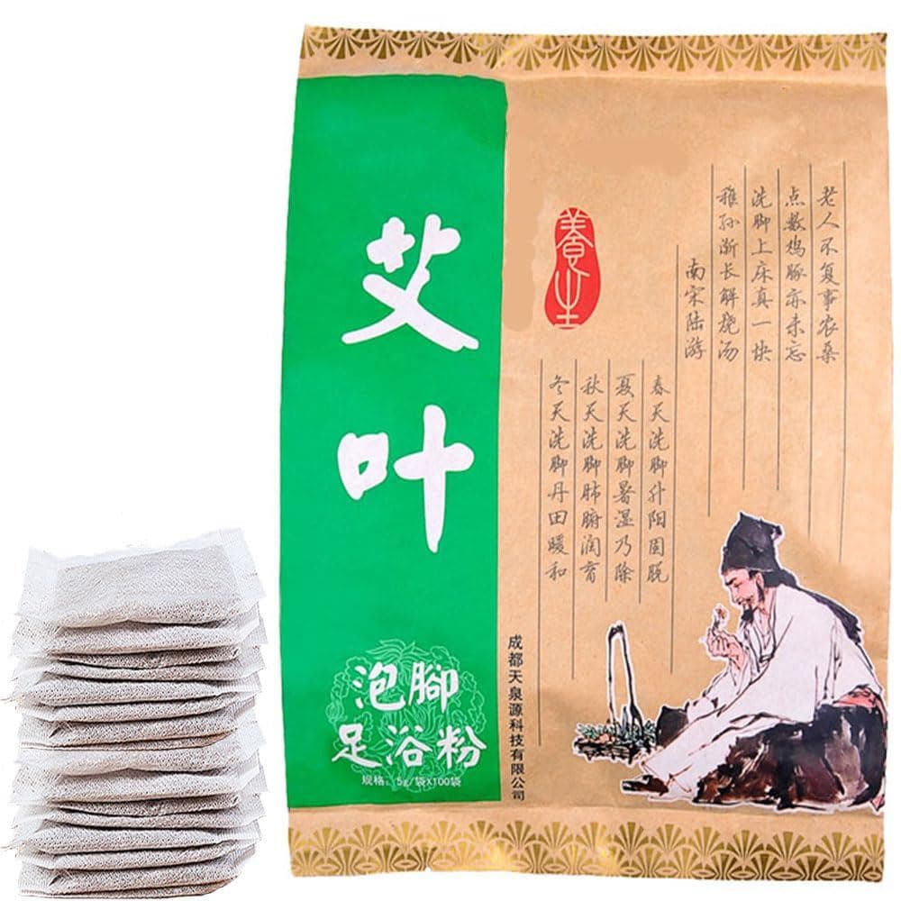 100 Saquinhos de Erva de Artemísia para Banho de Pés, Drenagem Linfática, Ervas Chinesas Orgânicas de Absinto para Banho