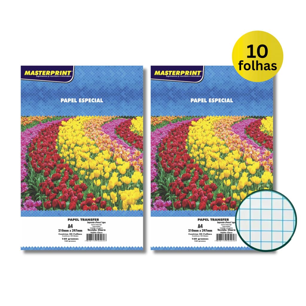 Kit Papel Transfer Tecido Claro  A4 Masterprint 10 Folhas