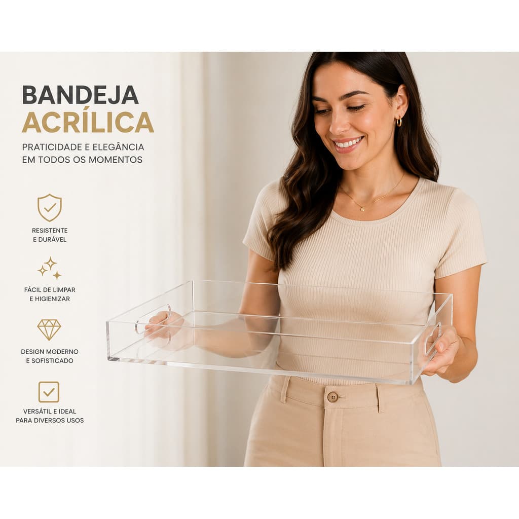 Bandeja Lisa em Acrílico Transparente Praticidade e Design Moderno