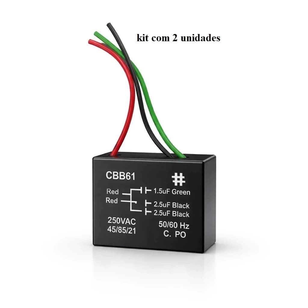 Capacitor Cbb61 3 Fios 1.5uf + 2.5uf 250vac. ENVIAMOS O MODELO QUADRADO OU REDONDO.