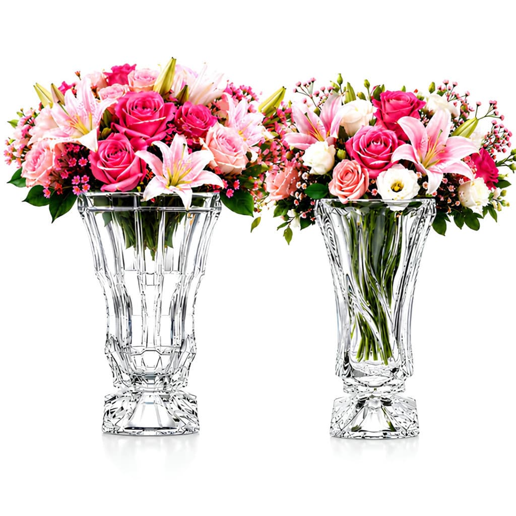 Vaso Decorativo De Cristal 24cm Para Flores Arranjos Florais Centro De Mesa Sala Jantar Decoração