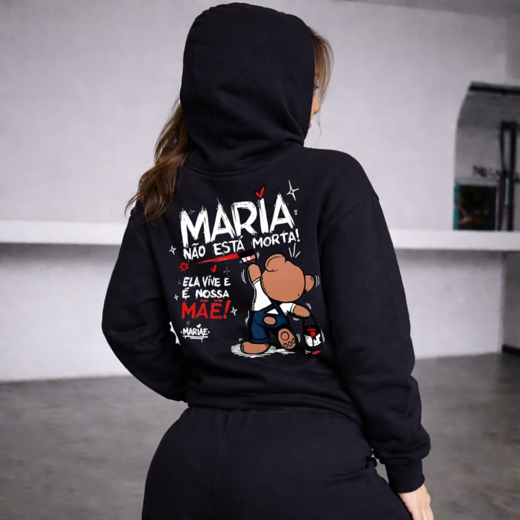 Moletom Feminino Blusa De Frio Maria Não Está Morta Unissex Com Capuz Flanelado 100% Algodão Tendência Promoção