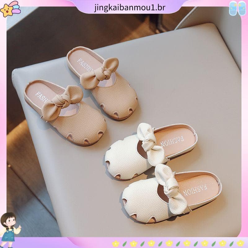 Nova menina Bowknot crianças princesa chinelos 2025 verão interior antiderrapante meninas casa sandálias ao ar livre