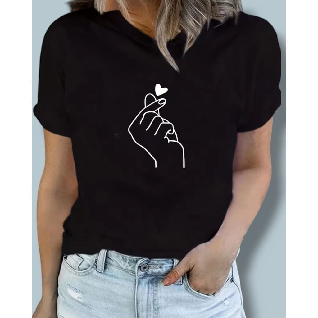 Camiseta feminina t-shirt estampa fofa tendência 100% Algodão conforto