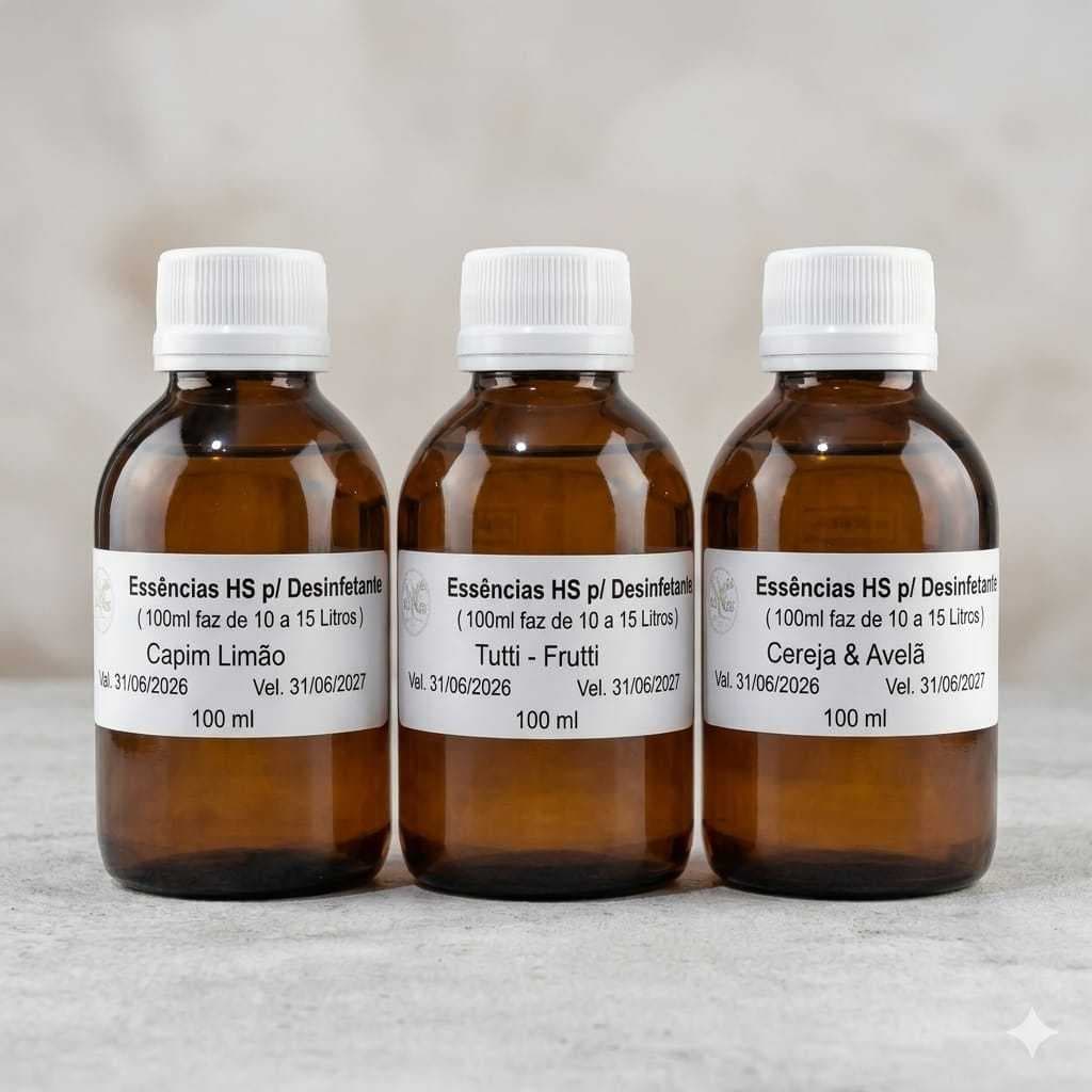 Kit C/3 Essências HS para Desinfetante ( 100ml faz de 10 à 15 Litros de desinfetante )