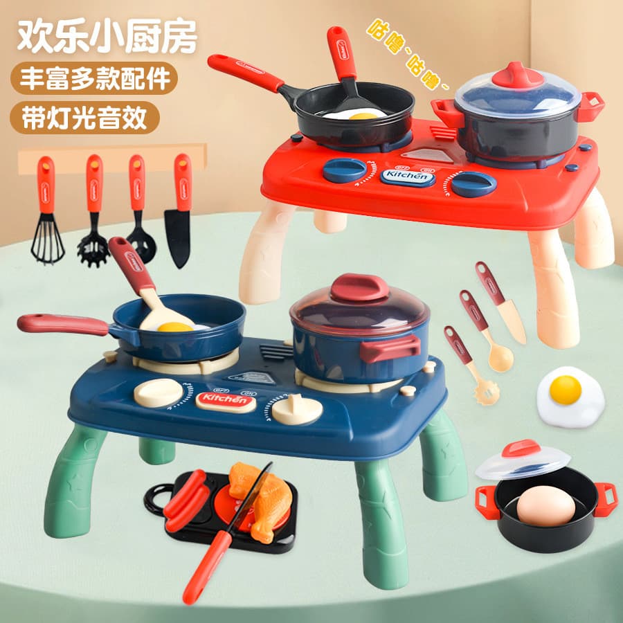 Novo estilo divertido crianças jogar casa brinquedos talheres cozinha cozinhar simulação elétrica quebra-cabeça meninos