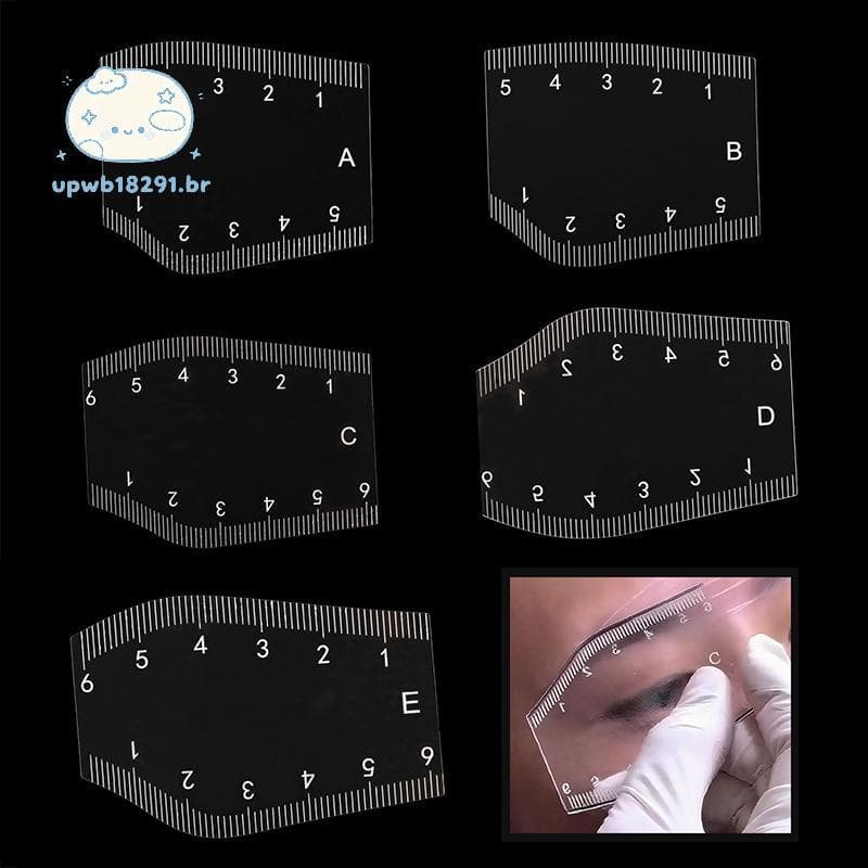 upwb 5 Pçs Durável Sobrancelha Moldar Estêncil Portátil Instantâneo Shaper Desenho Design Régua Presente BR