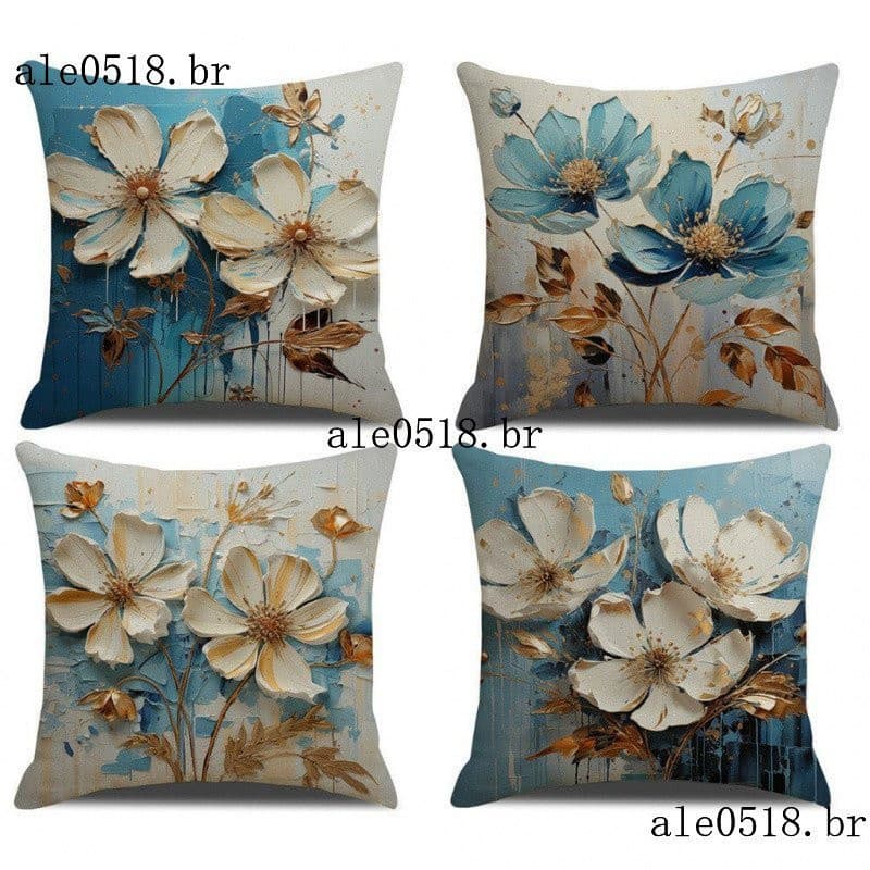 70 × 70.60 60.50 50.45 45.40 40 . Capas De Almofadas Flores Em Aquarela Branca Decoração Nórdica Para Sofás-Cama Domésti