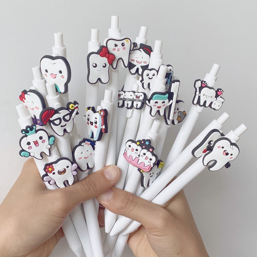 20 canetas de gel dental, tinta preta retrátil, adequadas para clínicas dentárias, assistentes e como presente de agrade