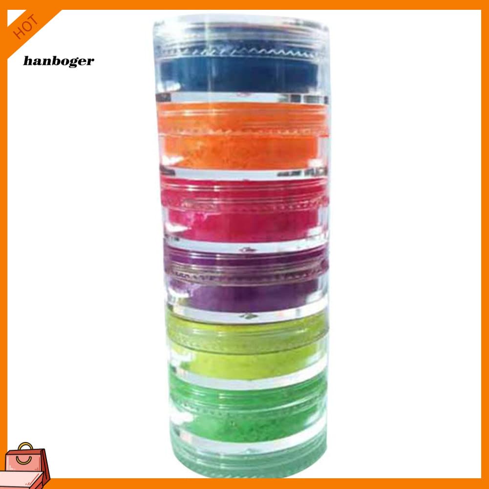 Han 6 Cores Duradouras Glitter Nail Art Neon Pó Sombra Pigmento Manicure Decoração