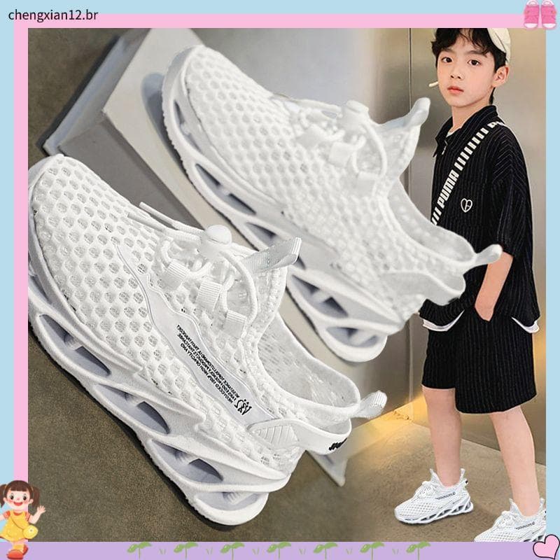 Meninos tênis brancos verão 2025 novo estilo sapatos infantis malha respirável tênis de corrida meninos All-Match Net sa