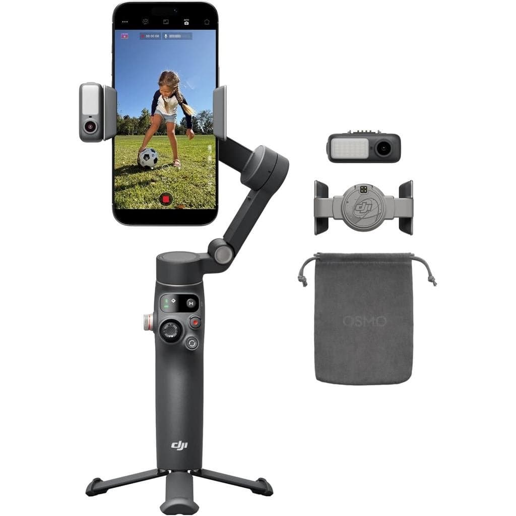 Gimbal DJI Osmo 360 com rastreamento móvel e iluminação com função pan-tilt, estabilizador de alta qualidade para telefo