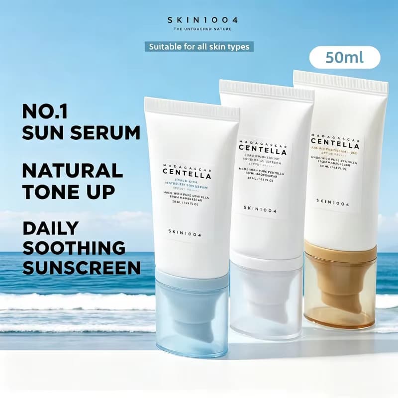 Coreano SKIN1004 Centella Air-Fit Creme Solar Fps50 + 50ml Calmante Reparação Pele Sensível Não Oleosa Beleza Leve Oleos