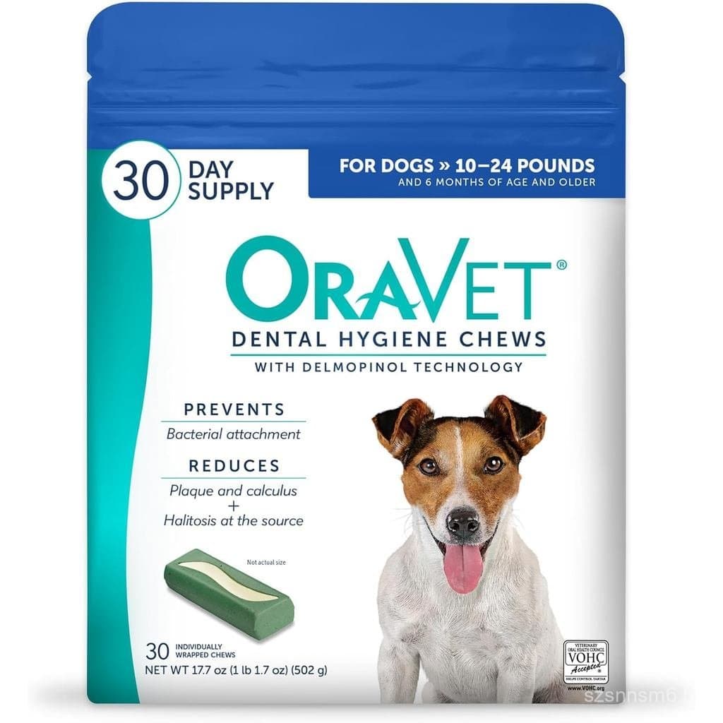 Mastigáveis Dentais ORAVET para Cães, Mastigáveis para Cuidado e Higiene Oral (Cães Pequenos, 10-24 lbs.) Bolsa Azul, 30