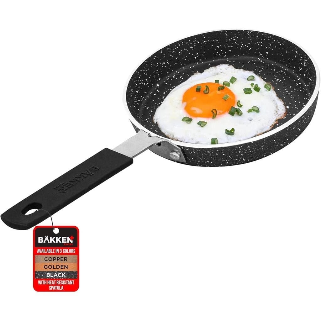 Bakken-Swiss Conjunto de 2 Peças de Mini Panela Antiaderente para Ovos e Omeletes – Panela para Ovos [5,5''] com Revesti
