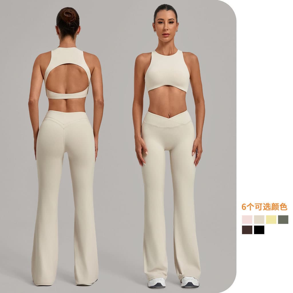 Conjunto de Yoga HY, Roupa de Fitness Feminina para Corrida e Exercícios, com Efeito de Compressão e Levantamento de Glú