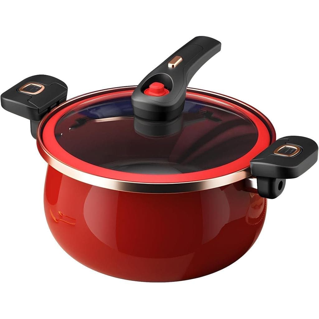 Panela de Cerâmica com Tampa, Panela de Barro Preta com Alças de Rosca e Trava, Panela de Micro Pressão, Utensílio de Co