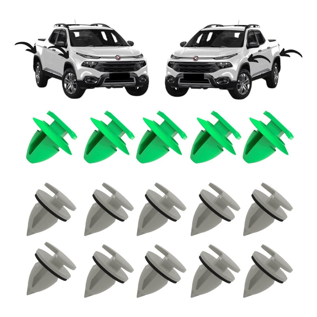 Kit 15 Presilha Moldura Friso Paralama Fiat Toro 2016/2025