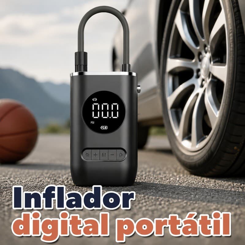 Bomba De Encher Pneu Digital Elétrica Mini Compressor De Ar Portátil Sem Fio Recarregável USB Moto Carro Bike
