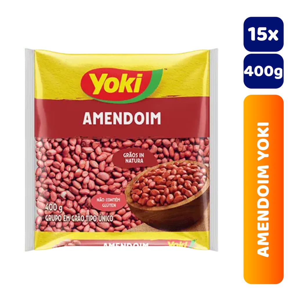 Kit 15x Pacotes Amendoim Cru Branco Yoki 400g