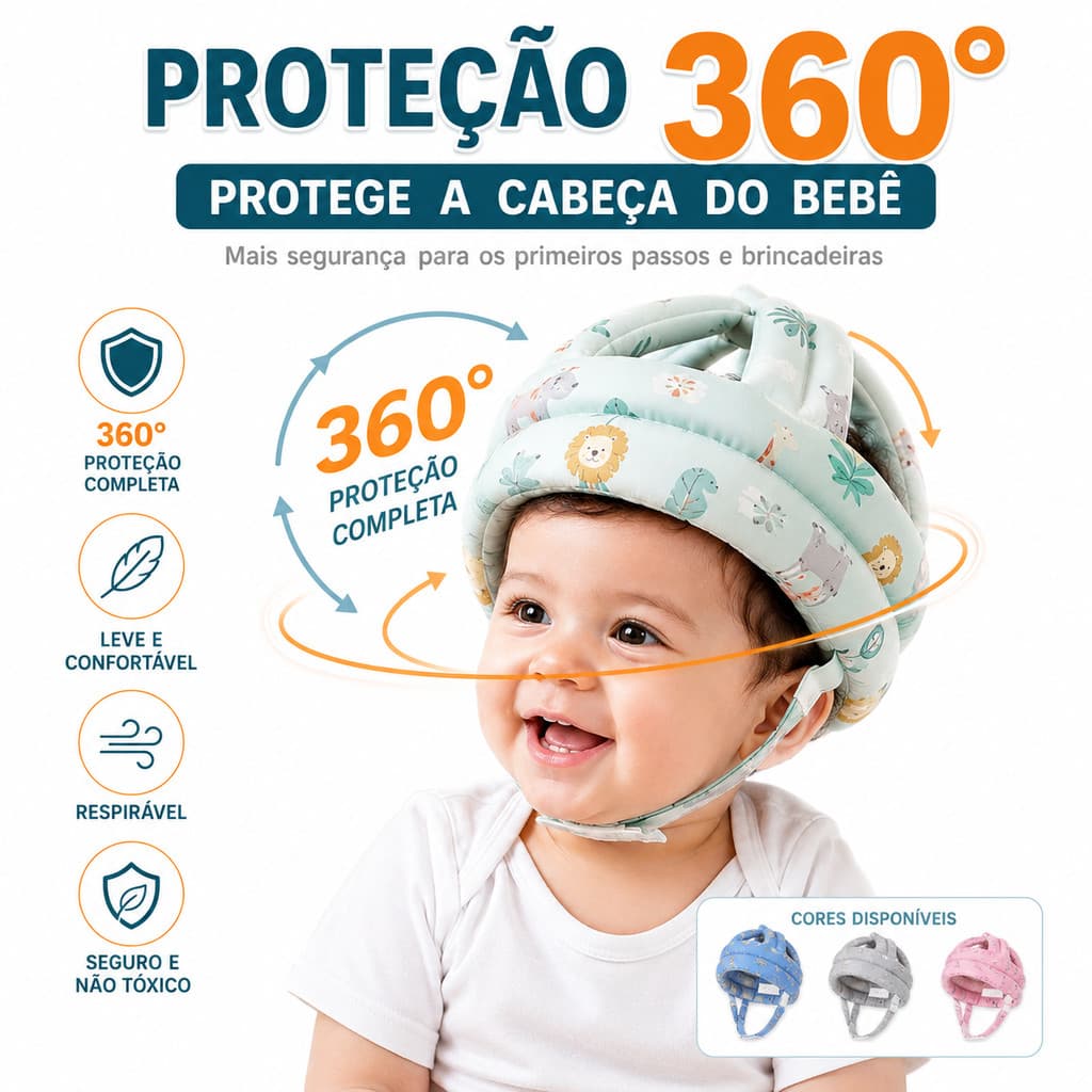 Capacete de Proteção Infantil para Bebê Ajustável Anticolisão Chapéu de Segurança Envio 24h