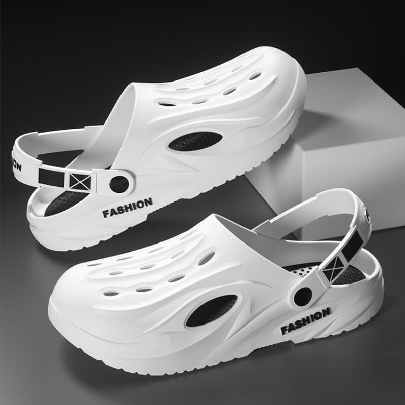 Sapatos masculinos de verão com buracos externos, antiderrapantes, sola macia, sandálias cobertas, adolescentes, lazer,