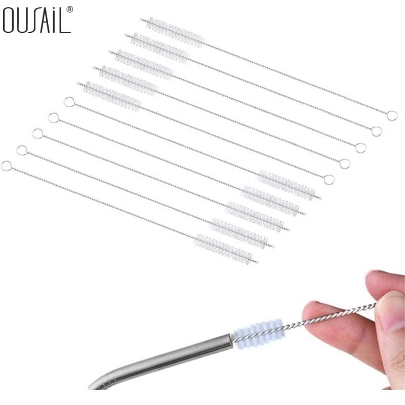 Conjunto de 30 peças de pequenas escovas de nylon para garrafas e escovas para limpeza de canudos para uso doméstico.