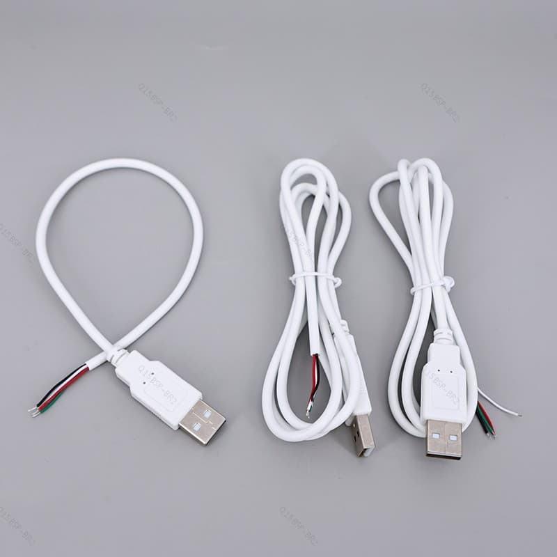 0.3m 1m 5V USB 2.0 Fêmea Macho 4Pin Fio Cabo De Alimentação Jack Conector De Extensão De Carregamento Branco Para Acessó