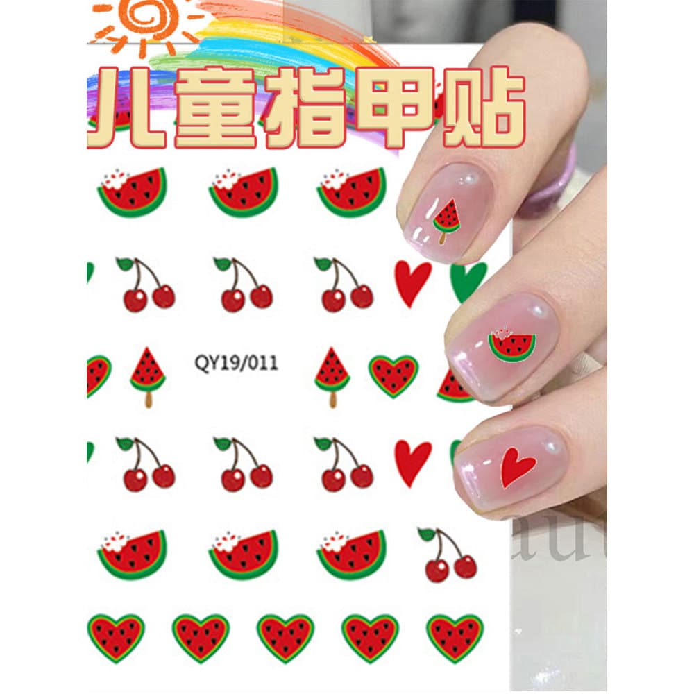 Melancia Manicure adesivos adesivos de unhas crianças meninas melancia adesivos de unhas 2025 novo estilo bebê macio aut