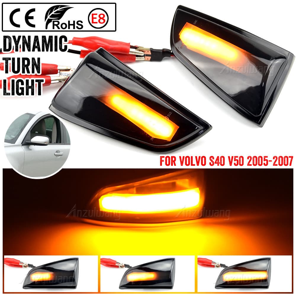 Scroll Lateral Asa Espelho Pisca Indicador Repetidor Lâmpada LED Dinâmico Sinal De Volta Luz Para Volvo S40 V50 2005 200