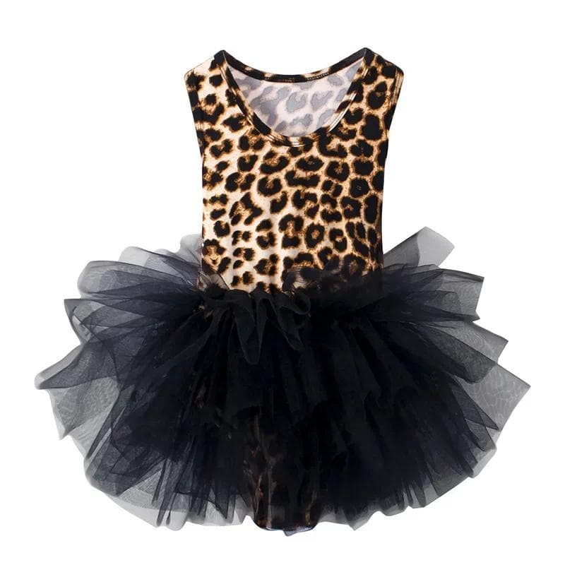 Leopardo Meninas Tutu Vestido De Verão Malha Crianças Ballet Desempenho Traje Para A Menina 2022 Novo Bebê Da Criança Ro
