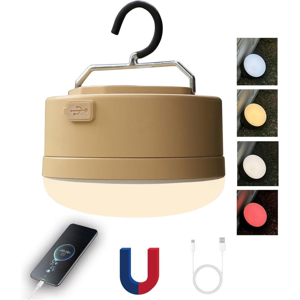 Lanterna de Camping LED Recarregável de 1000LM, 4 Modos, Luz para Tenda com Base Magnética, Lanterna de Camping com Luz