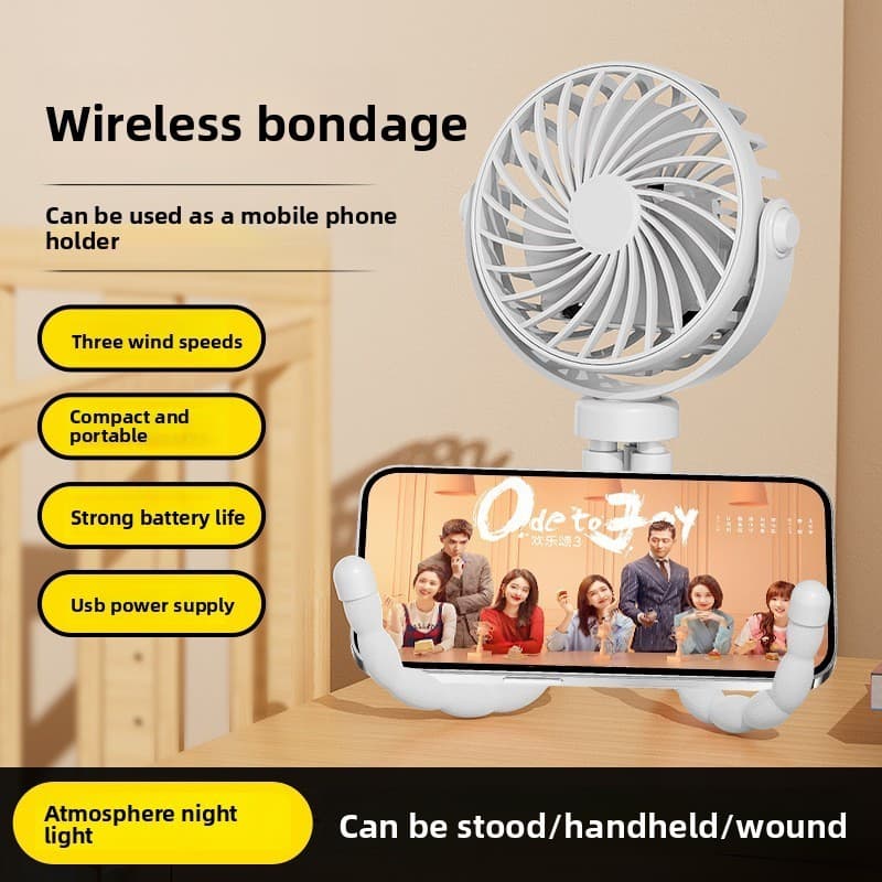 Novo multifuncional polvo ventilador de mesa carrinho Mini ventilador USB com luz pode agitar cabeça portátil