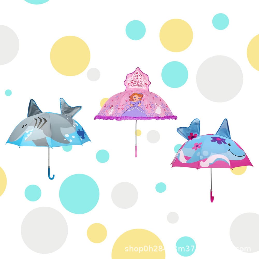 Crianças dos desenhos animados Animal 3D guarda-chuva Manual 8 ossos quadro de aço Anti-ultravioleta UPF 30 + presente d