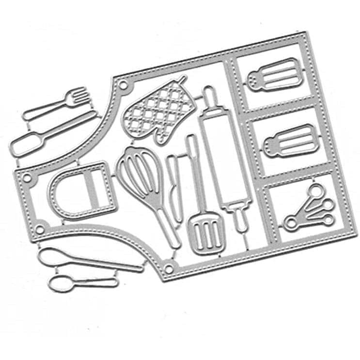 Silver Kitchen Apron Metal Cutting Dies Cooking Cutting Dies Stencils DIY Scrapbooking Album Paper Card Making Embossing
