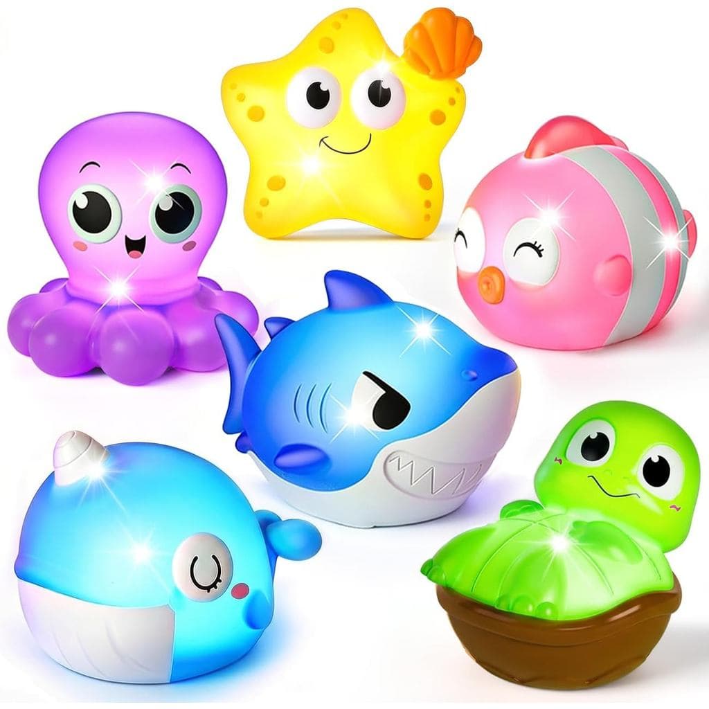 Brinquedos de Banho Luminosos, Brinquedos de Piscina para Meninos e Meninas de 1 a 3 Anos, Brinquedos de Banho Ativados
