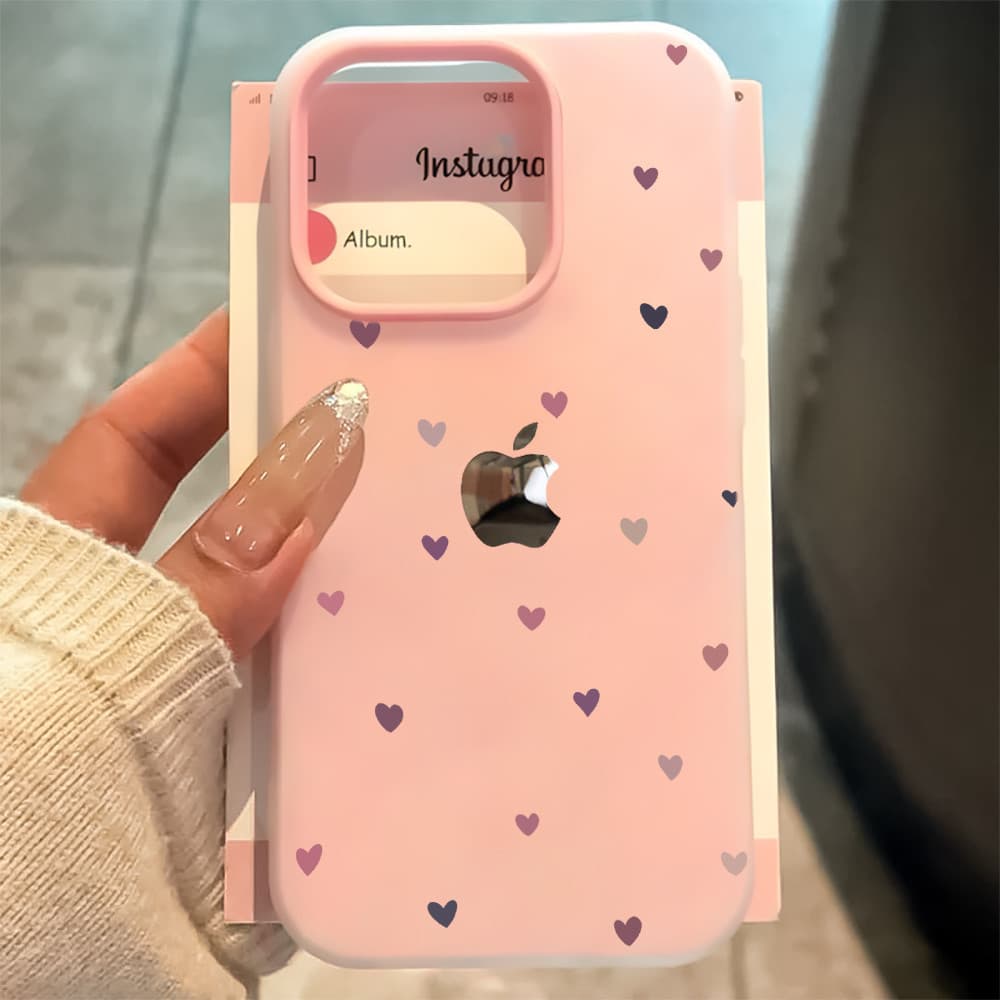 Capinha Para iPhone 17 16 15 14 13 12 11 XR Pro Max Plus Normal Coração Amor Anti-arranhão