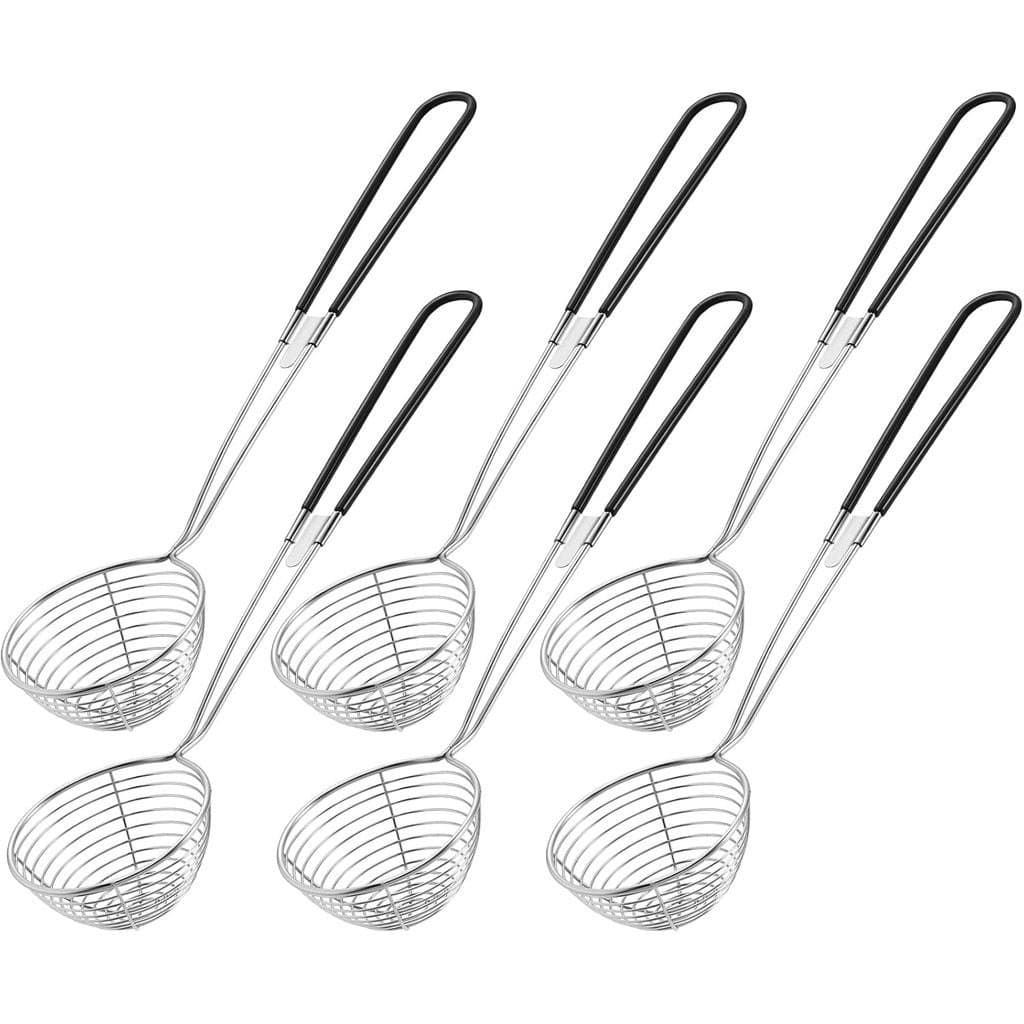 Geiserailie Kit de 6 Peças para Hot Pot, Escumadeiras de Aço Inoxidável, Mini Escumadeira de 2,5 Polegadas, Colher de Ma